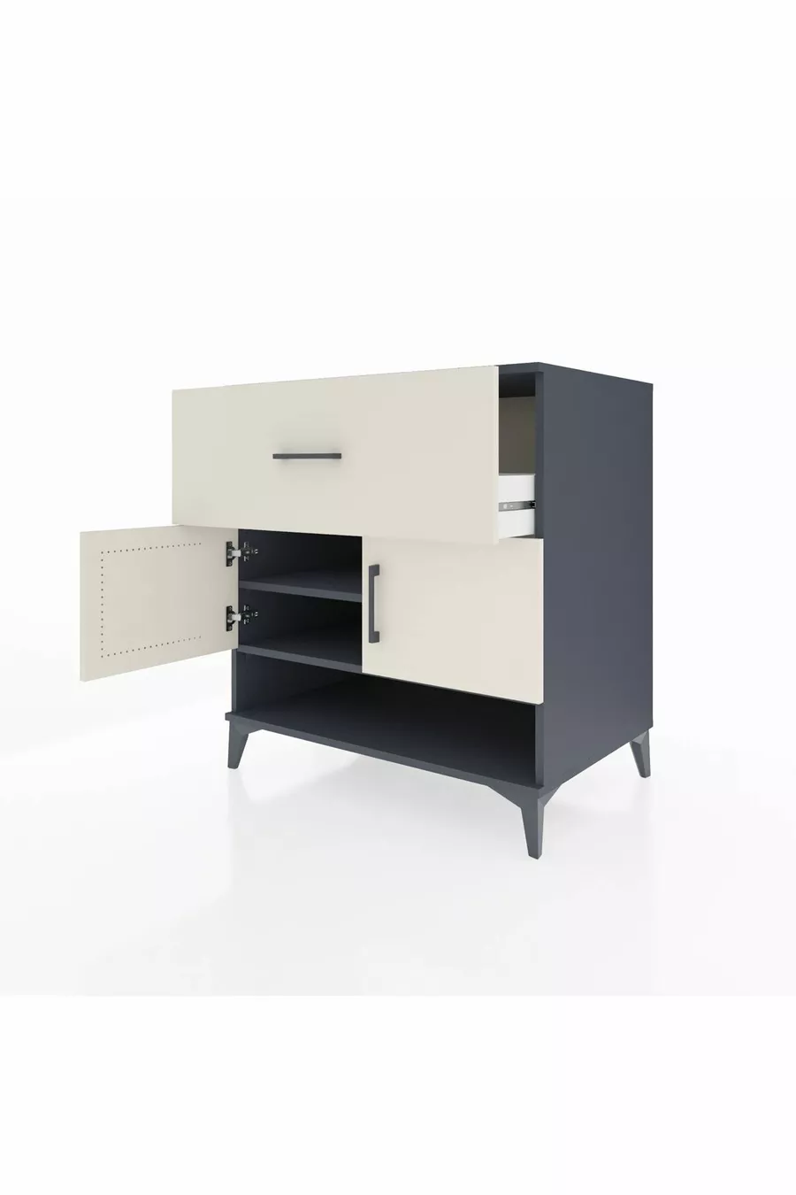 Kronos Dresser with 2 Shelves, 1 Drawer, 2 Doors, Anthracite-Ash