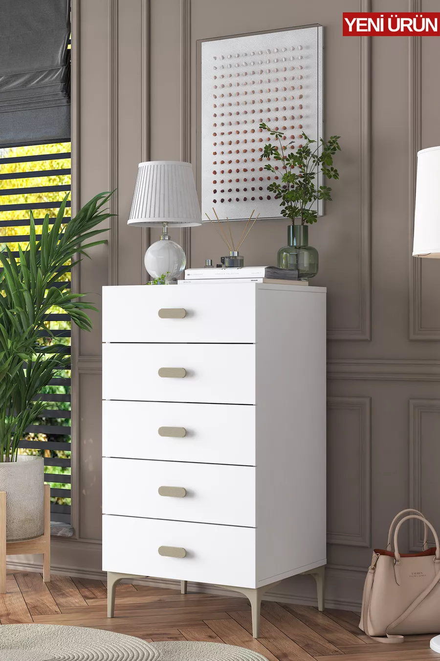 Rani Kommode mit 5 Schubladen Schlafzimmer Babyzimmer Weiß