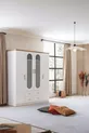 Lit superposé, chambre d'enfant Vita Bohem avec lit superposé blanc en nid + armoire à quatre portes