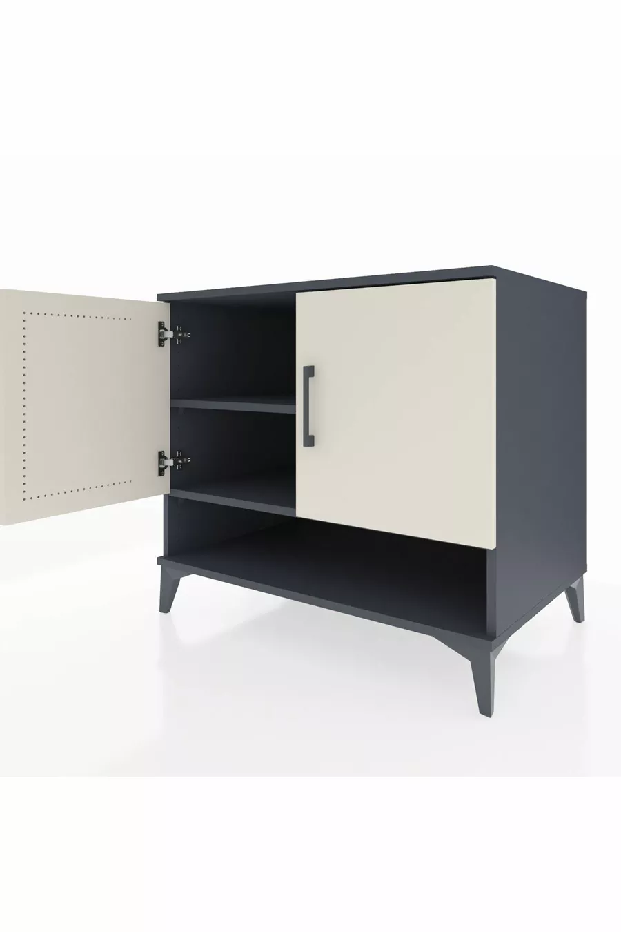 Commode Kronos 2 étagères 2 portes Anthracite-Pierre de lune