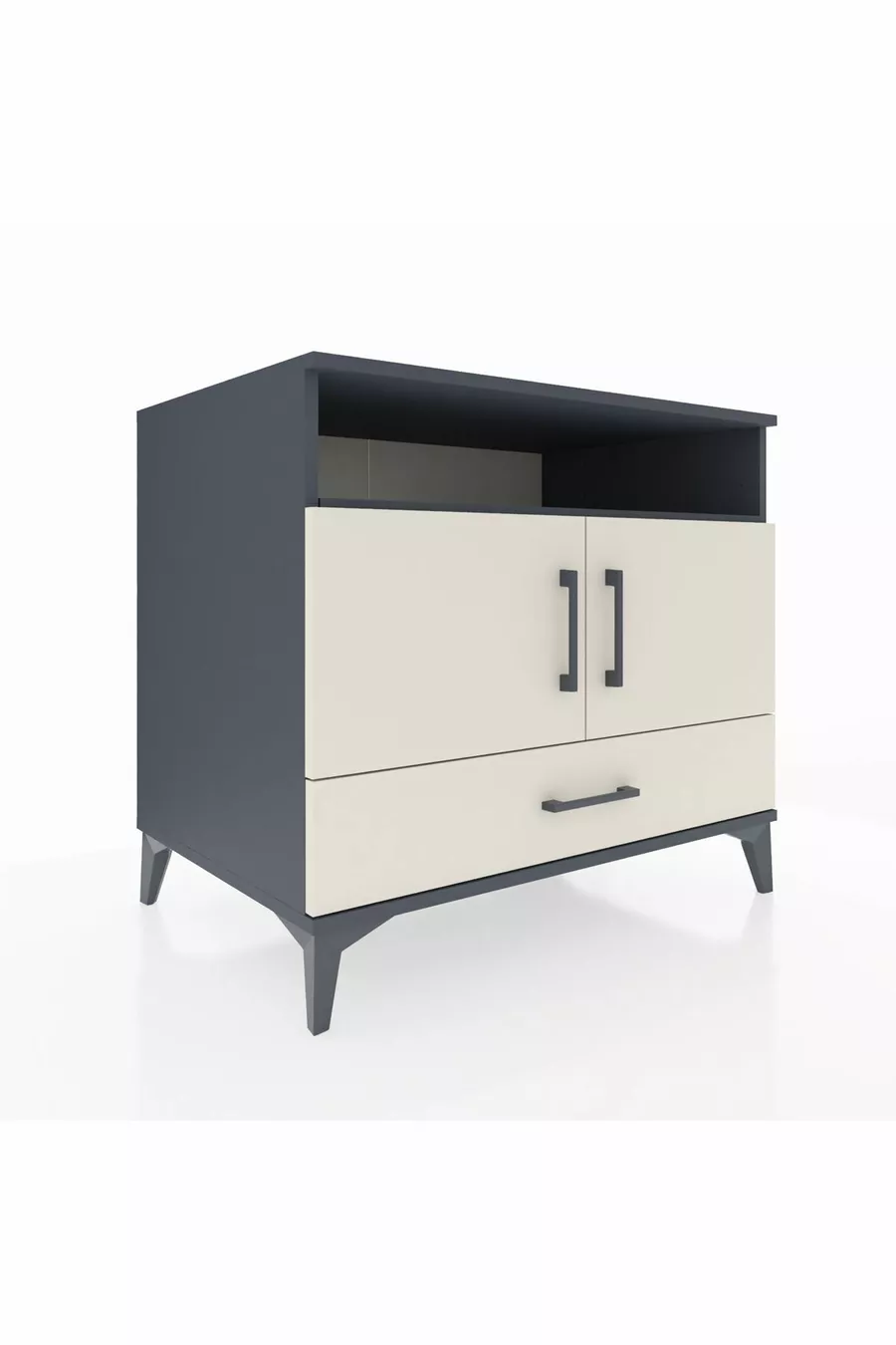 Commode Kronos avec 3 étagères, 1 tiroir et 2 portes, Anthracite-Pierre de lune