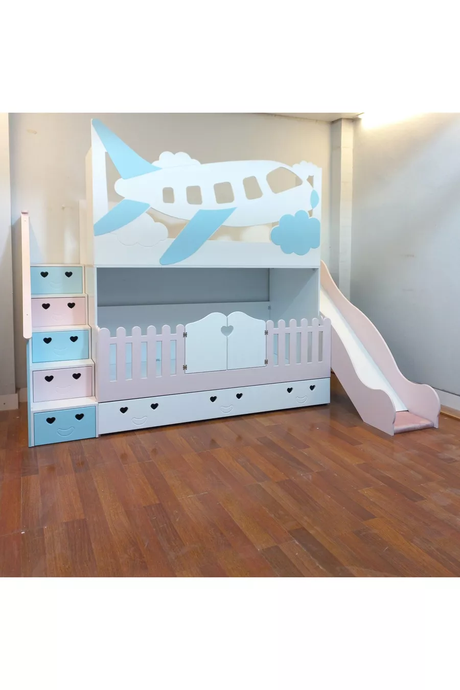 Thy Sliding Loft Bed with Aircraft Model