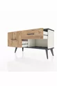 Commode Arges 2 tiroirs Pierre d'Agate-Anthracite/Pin