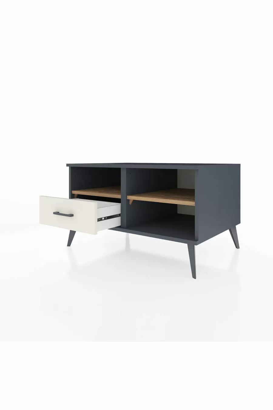 Commode Kronos 2 étagères 1 tiroir Anthracite-Cèdre/Mer de pierre