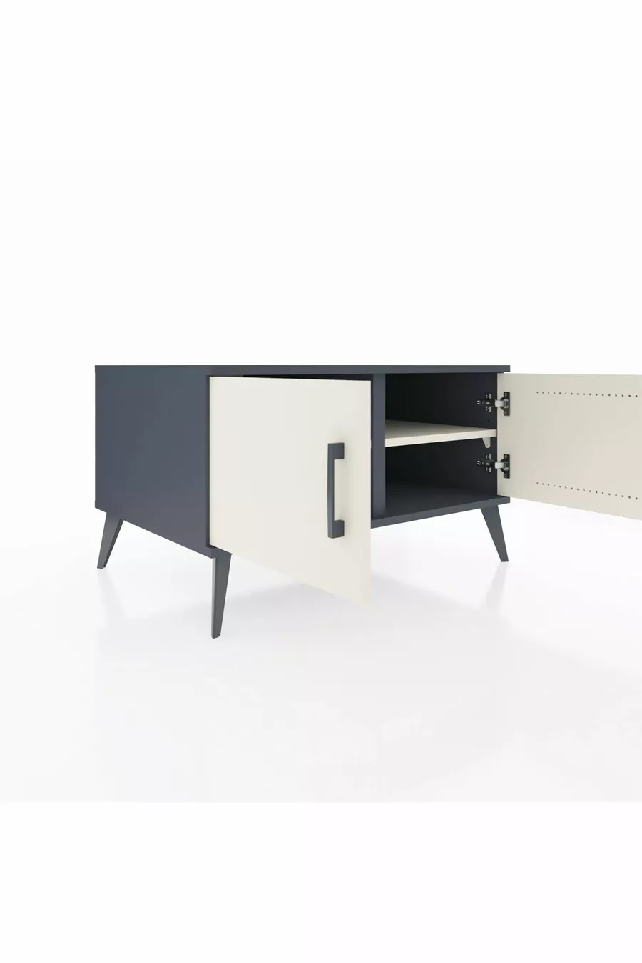 Commode Kronos 2 étagères 2 portes Anthracite-Pierre de lune