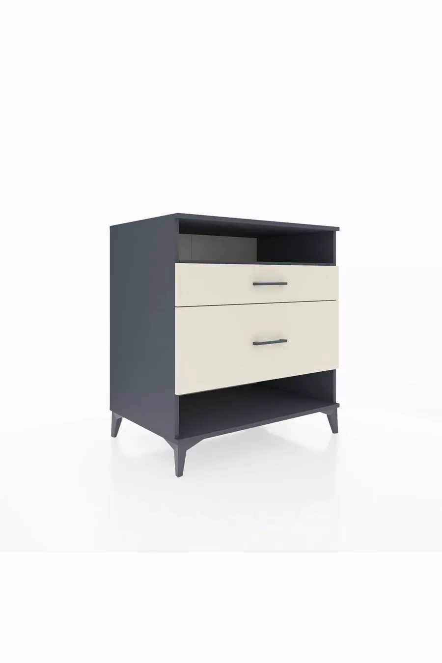 Commode Kronos à une étagère et 2 tiroirs Anthracite-Pierre de Lune