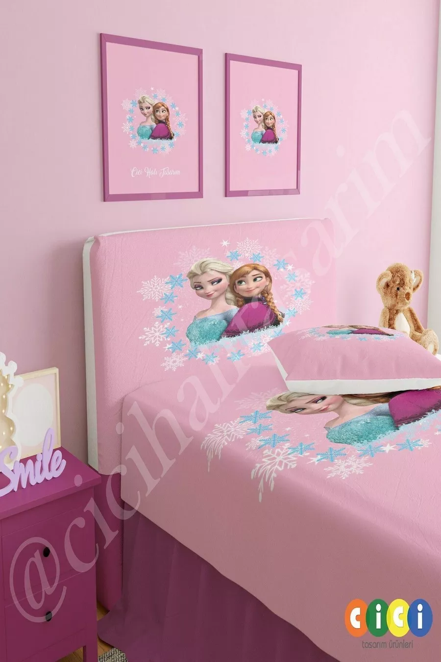 Housse de tête de lit Base Rose Elsa et Anna