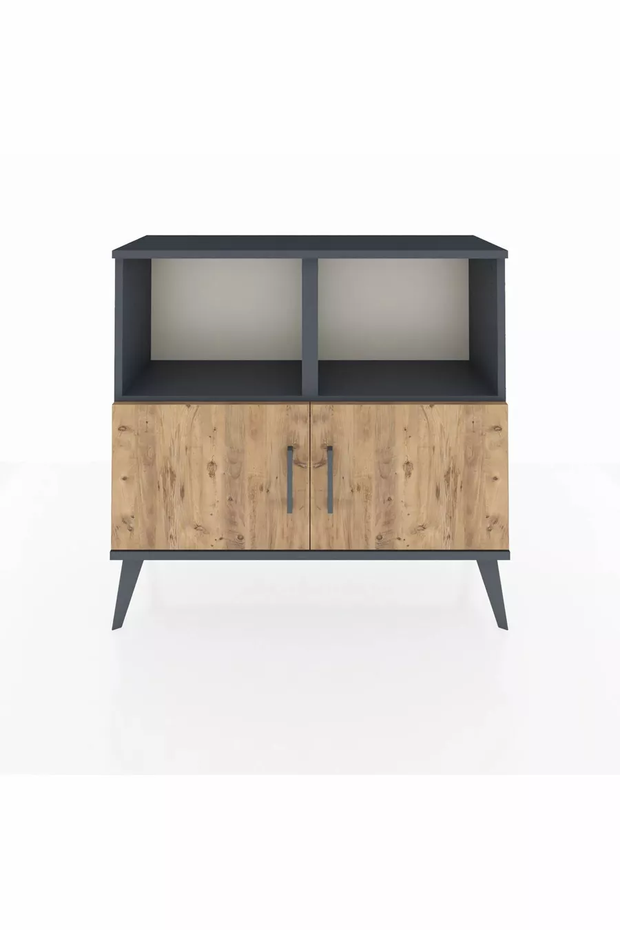 Commode Arges 2 étagères 2 portes Anthracite-Pin/Anthracite