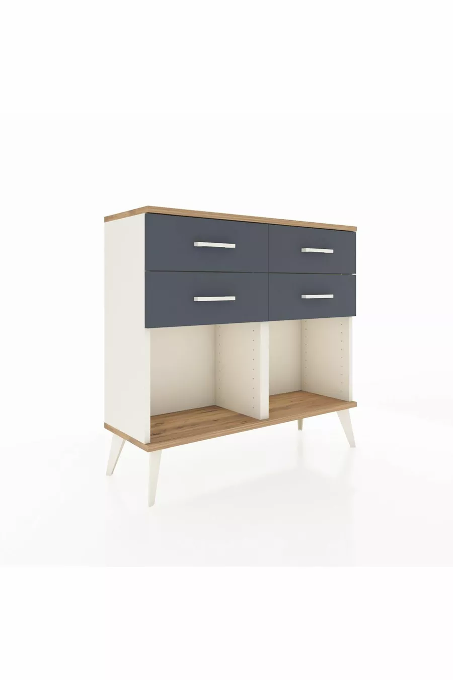 Commode Arges 4 tiroirs Pierre d'ailes-Pin/Anthracite