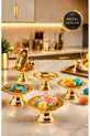 Set de 6 macarons décoratif en acrylique, revêtement doré, pour café, présentation, loukoum, luxe