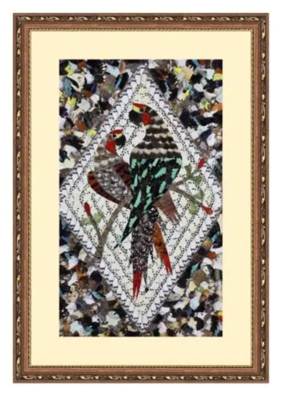 Peinture à motif de cœur avec double perroquet