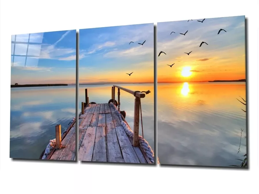 Coucher de soleil sur la plage Mega Peinture sur verre
