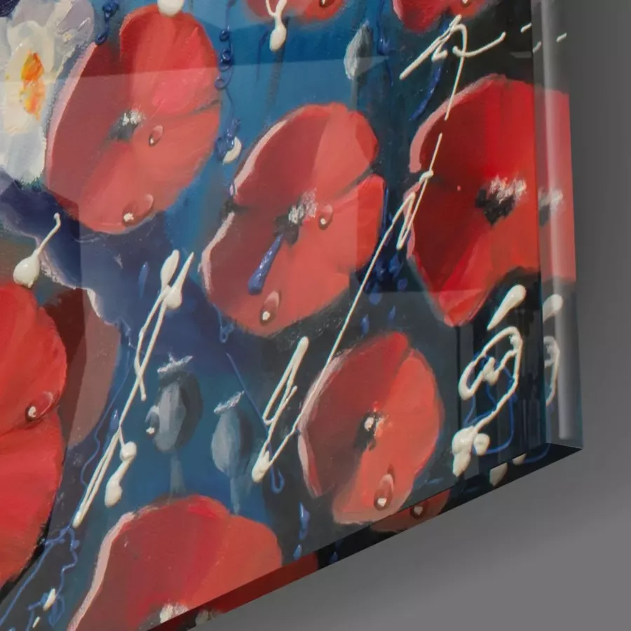 Peinture sur verre de femme et de fleurs