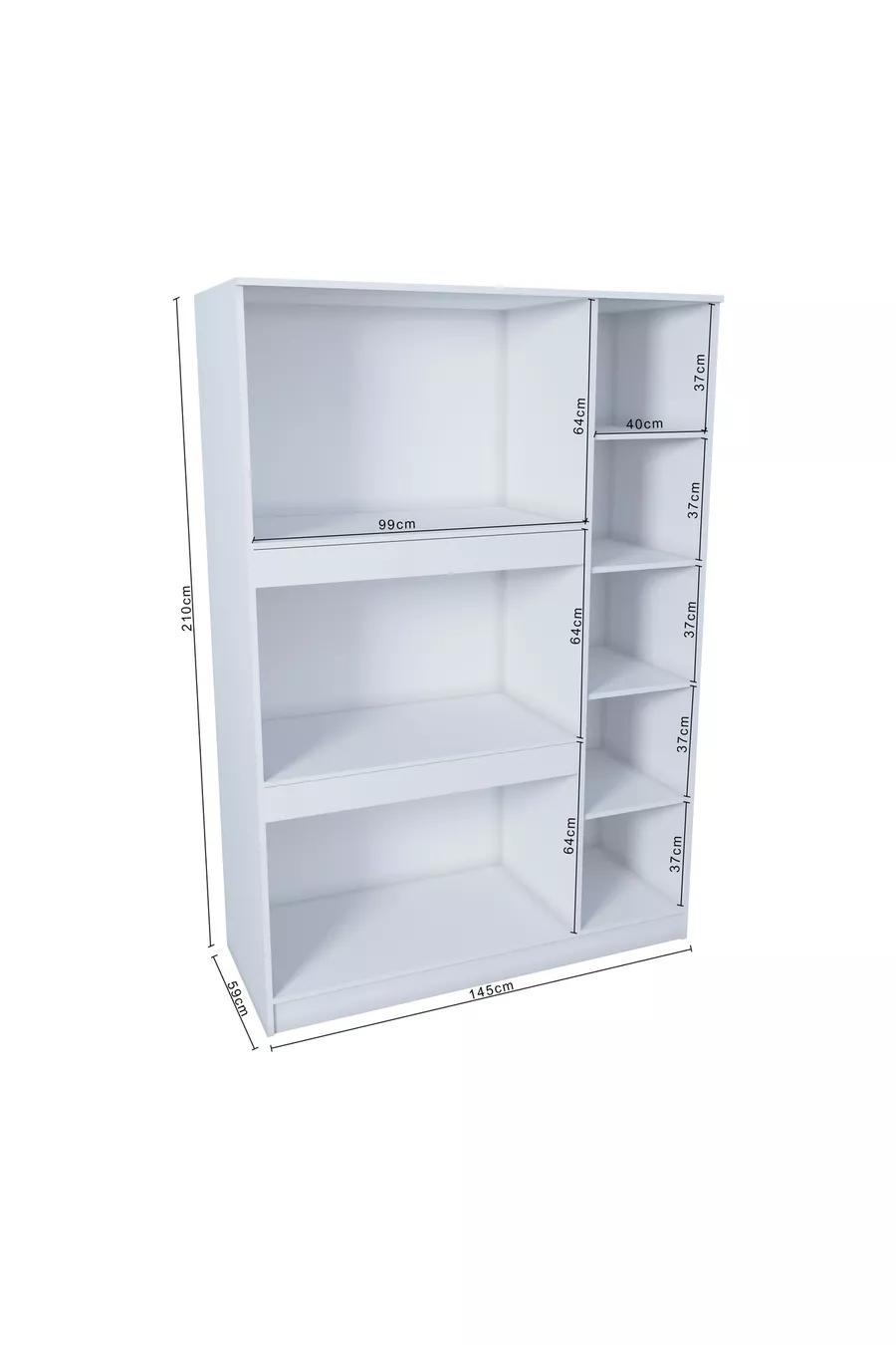 Ases  Weißer Kleiderschrank mit breitem Regalfach - Saphireiche