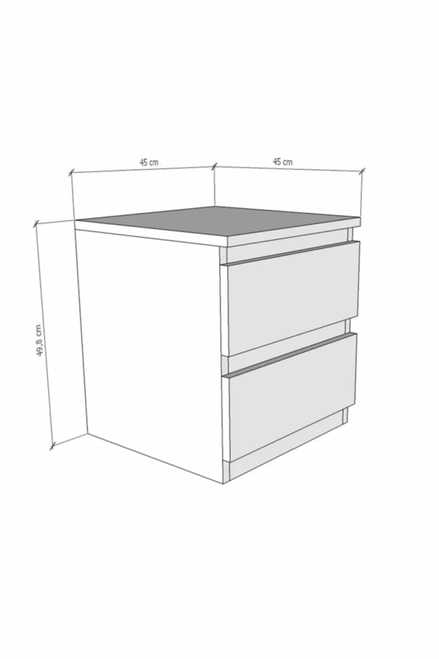 Umut White  cm Nightstand with 2 Drawers