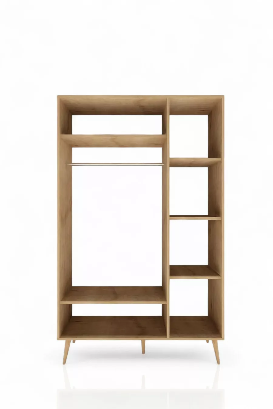 Bali Bohem Dreitüriger Kleiderschrank – Kleiderschrank mit MDF-Türen und Jutestoff | Eichenfarbe –