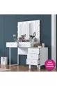 Rani Tavolo da Trucco con Specchio e Luci in Stile Hollywood con 5 Cassetti Organizzatore di Gioielli Bianco