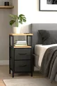 Table de chevet à 2 étagères avec tiroir en cuir, organiseur pour chambre à coucher, table de chevet en métal