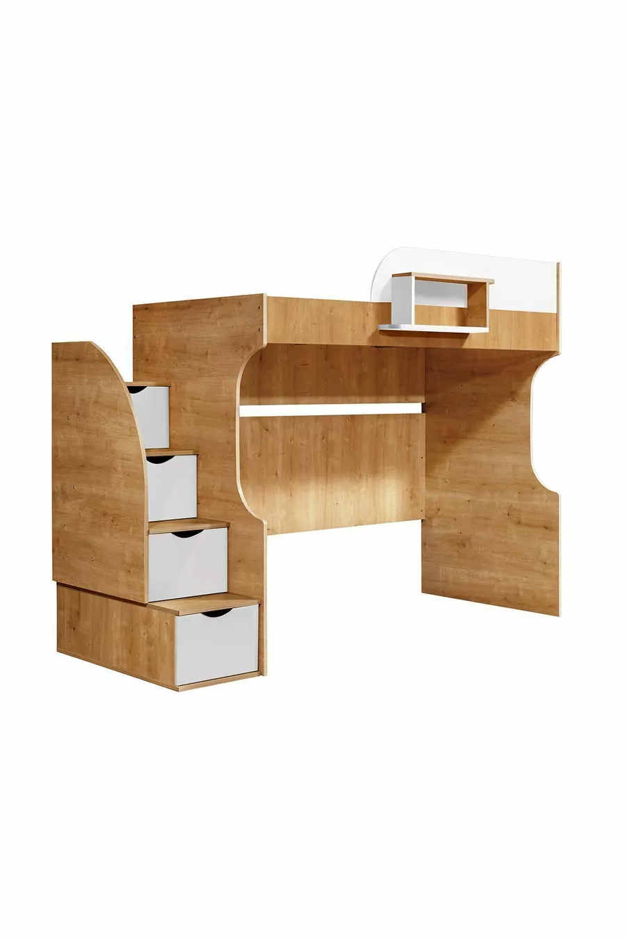 Lits superposés, Litera Ranza Armoire Bureau, Noyer clair-Blanc