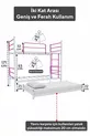 Lit superposé Trend Yavrulu compatible avec lit 3 personnes, métal rose foncé
