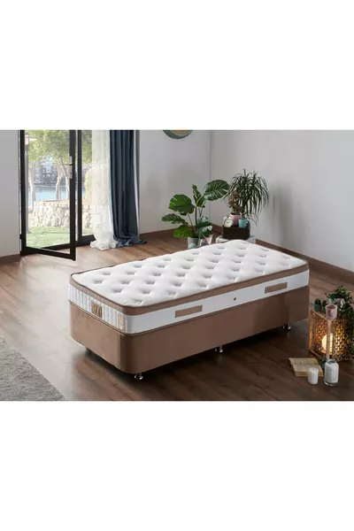 Latte Single Bed Full Orthopedic Firm Mattress, One-Sided, Nms Spring, Stylish and Ergonomic Mattress