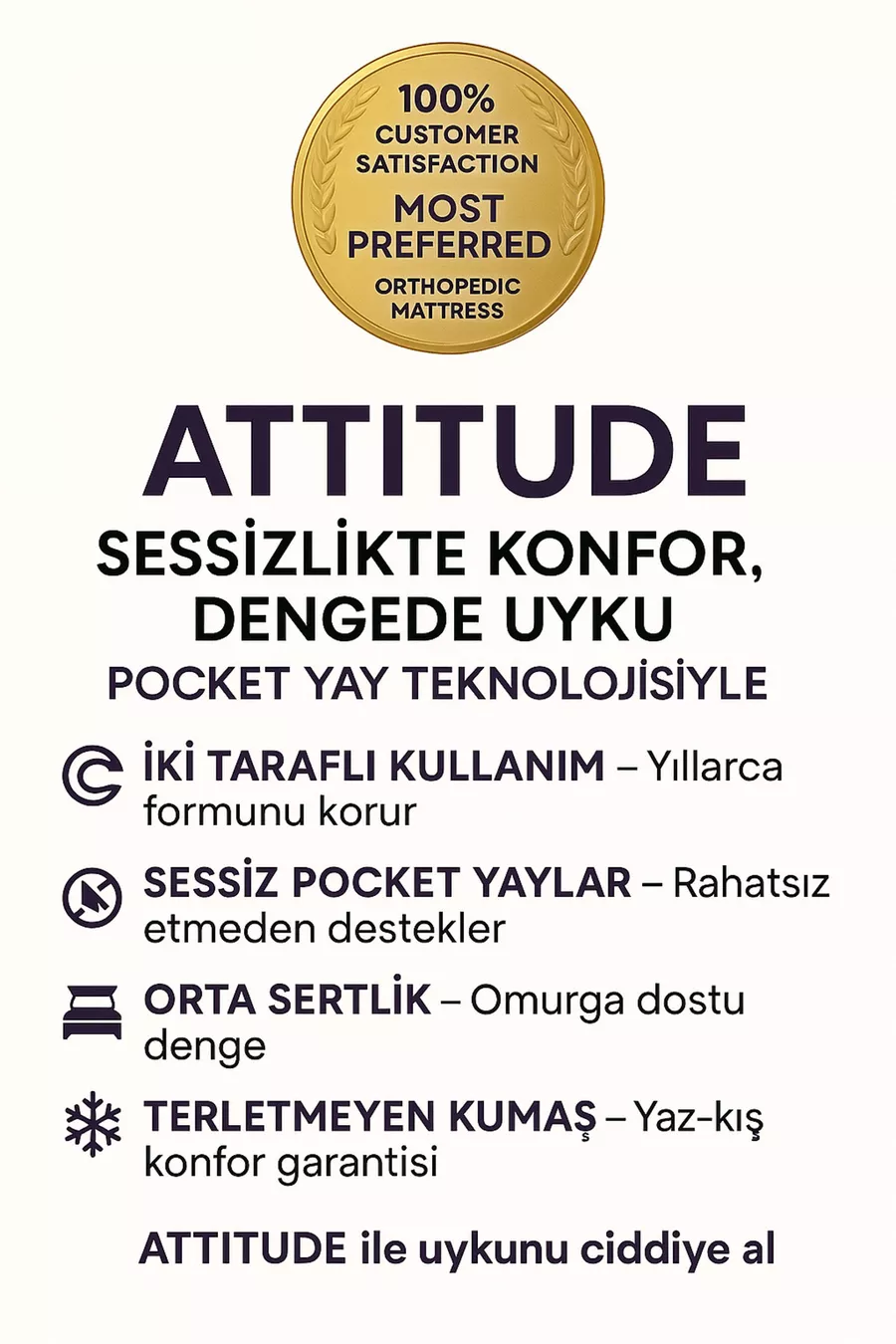 Еднолицев ортопедичен матрак Attitude с опора за гръбначния стълб