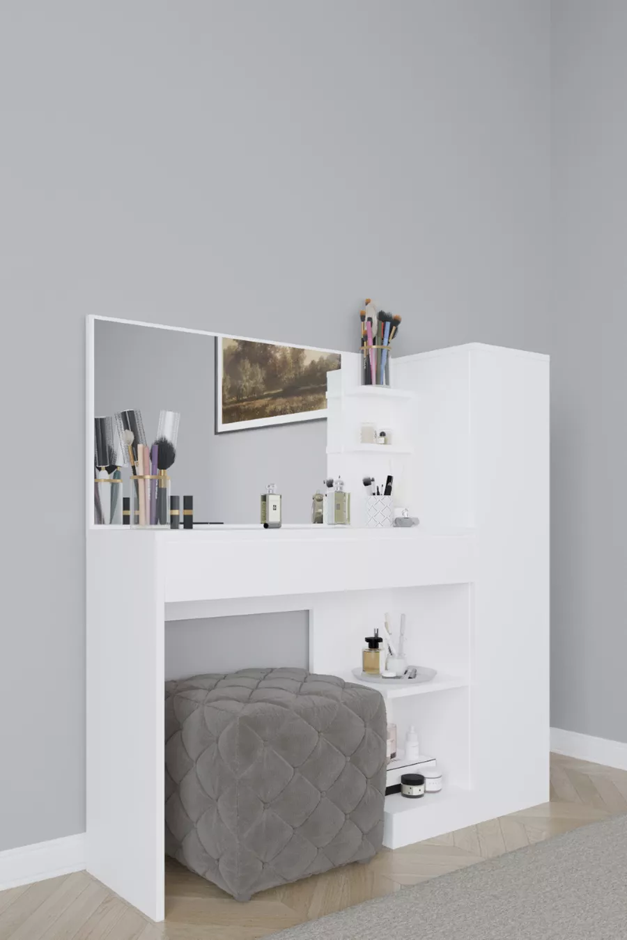 Orkide Makyaj Masası, 1 Çekmeceli, Dolaplı, Aynalı