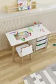 Ensemble Table et Chaises pour Enfants - Bureau d'Activité pour Enfants avec 3 Paniers, Tableau Effaçable à Sec, Chaise Panda