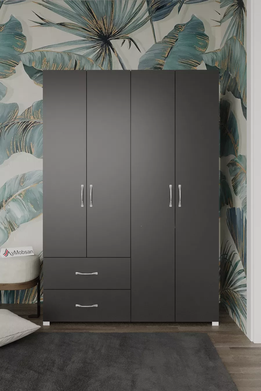 Armoire Mavera à 4 portes et 2 tiroirs, 