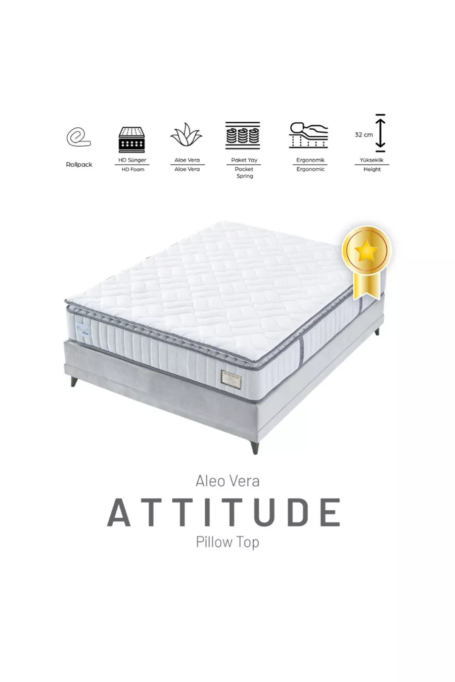 Кровать с ортопедическим матрасом и поддержкой позвоночника Attitude Aloe Vera