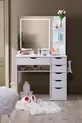 Coiffeuse Miroir Tactile à LED avec 6 Tiroirs, Niveau de Lumière Réglable Diva, Blanche