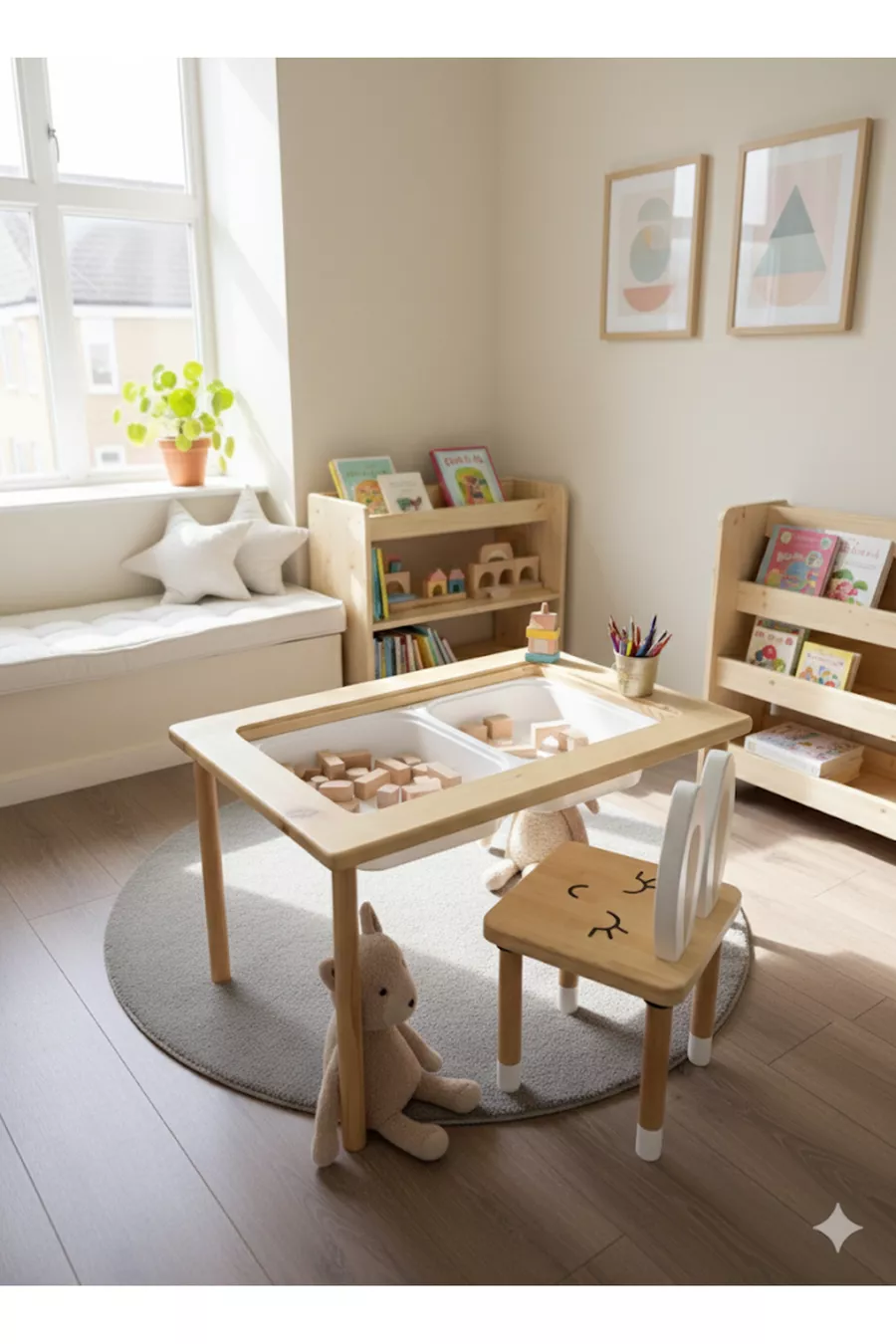 Table d'activités en bois pour enfants avec 1 chaise - Avec tableau noir