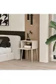 Table de chevet CANOPUS MDF couleur pierre de sable avec pied en bois et une seule porte