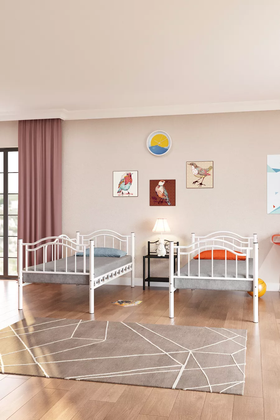 Lit Superposé et Lit Simple Métallique pour Enfants Belinay Blanc