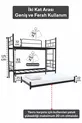 Koza Loft Bunk Bed Compatible with Mattress, 3-Person Black Metal Bunk Bed