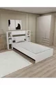Lit simple avec étagère compatible avec matelas Smart, blanc - Smart