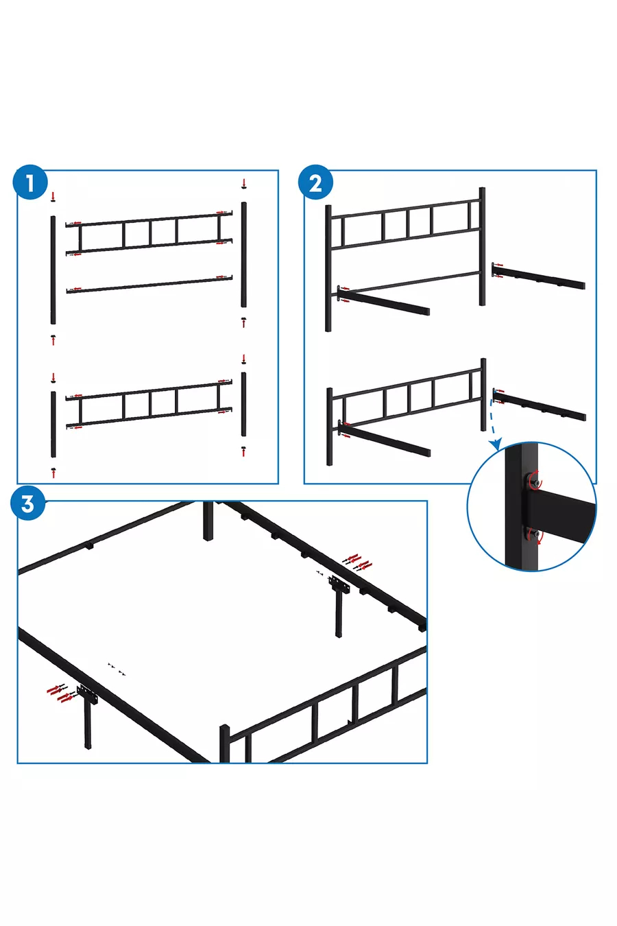 Metal Bed Frame, Akın Metal Bed Frame, Wrought Iron Bed Frame, Available in Various Sizes