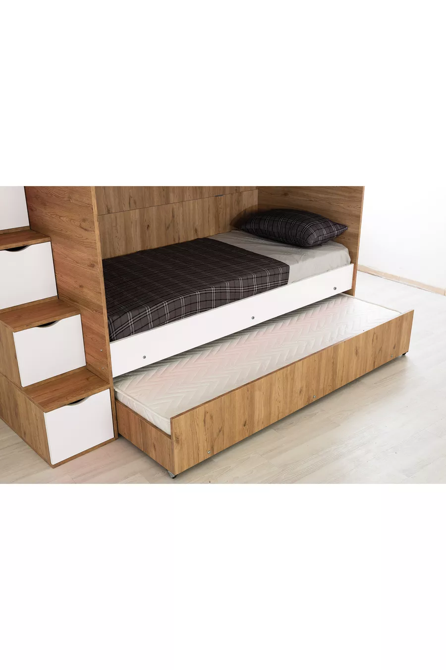 LETTI A CASTELLO CON LETTINO PER BAMBINI EVİMŞAH NOCE / BIANCO * SET DA 3