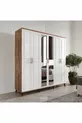Camera da letto completa in MDF Sport con 6 ante, pino atlantico-bianco (con base)