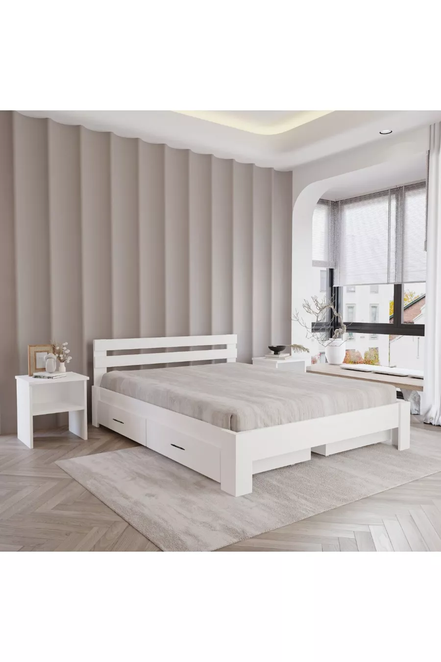Letto in MDF con 4 cassetti | Compatibile con letti singoli e matrimoniali, facile da montare