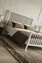 Lit double en métal forgé Breeze (BLANC-MARRON) (Avec lattes en bois)