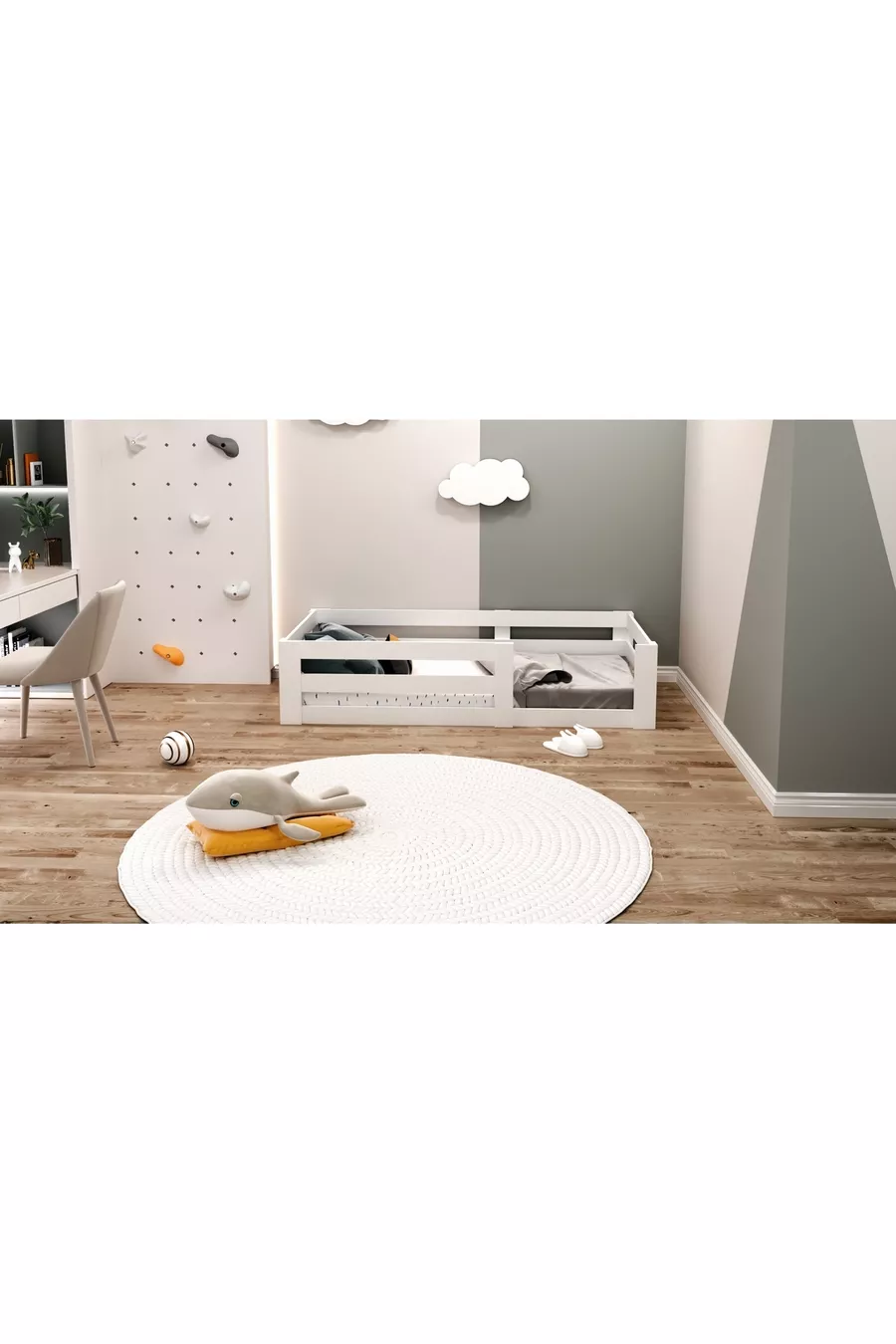 Lit Montessori Vega en MDF blanc compatible avec matelas K