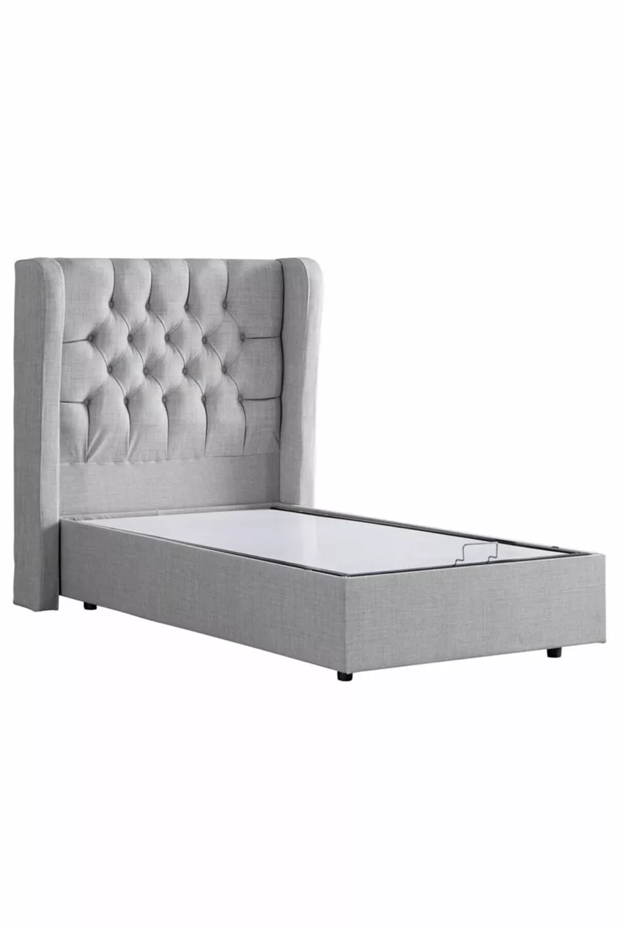 Рига Единично База с Табла Comfort Матрак Комплект, Светлосив