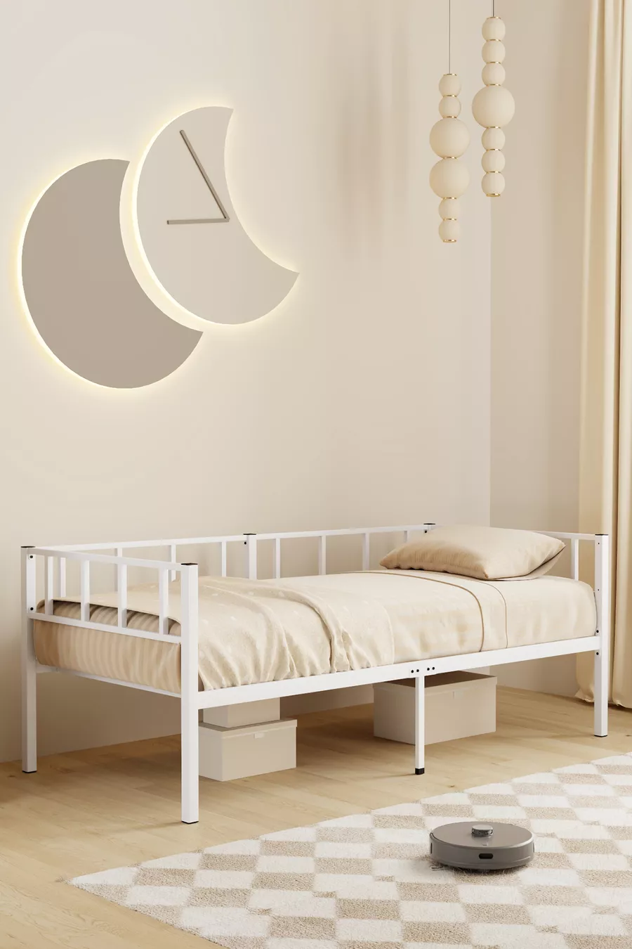 Daybed Zenit Metalen Bed Wit, Bed met Hoofdeinde, Verschillende Maatopties