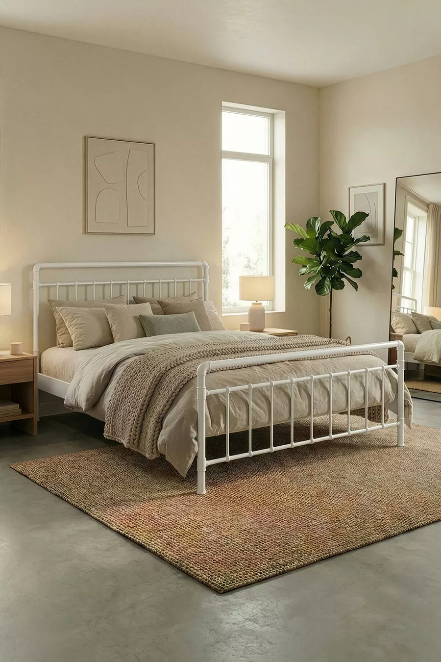 Odin Tweepersoons Metalen Bedframe - Wit (Houten Latten)
