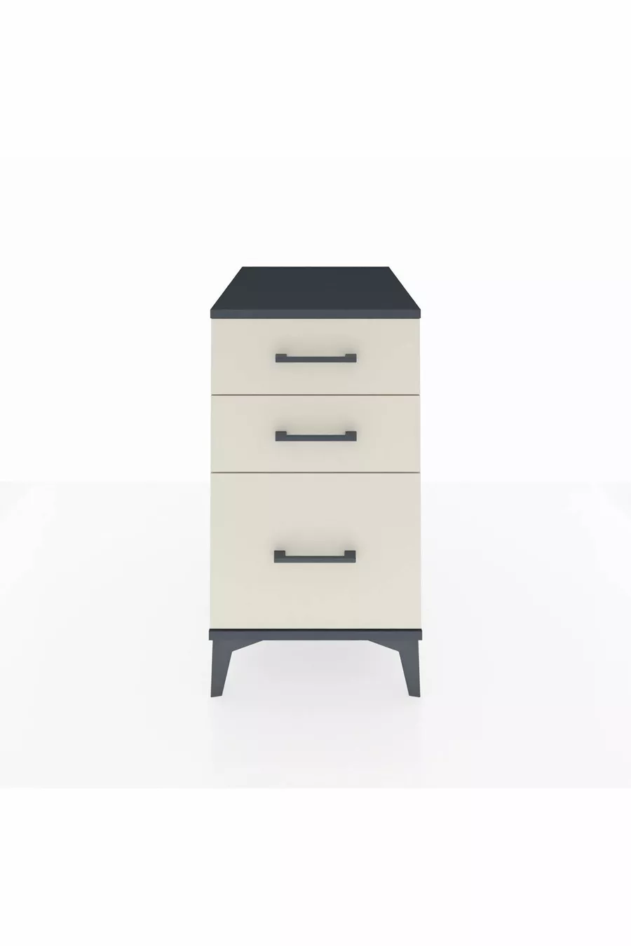 Table de chevet Kronos à 3 tiroirs Anthracite-Pierre de lune