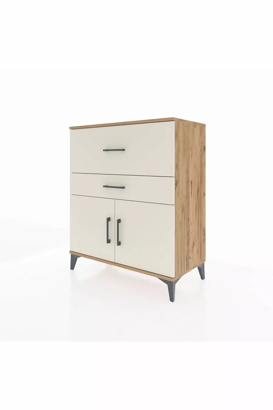 Hyperion Kommode Ein Einlegeboden, 2 Schubladen, 2 Türen Kiefer-Patina