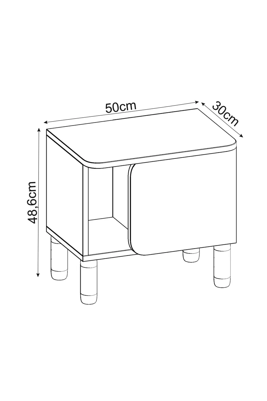 River Komodin – Table de chevet élégante et fonctionnelle en noyer antique
