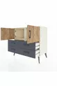 Commode Hyperion 2 étagères 4 tiroirs 2 portes Pierre de Lune-Sapin/Anthracite