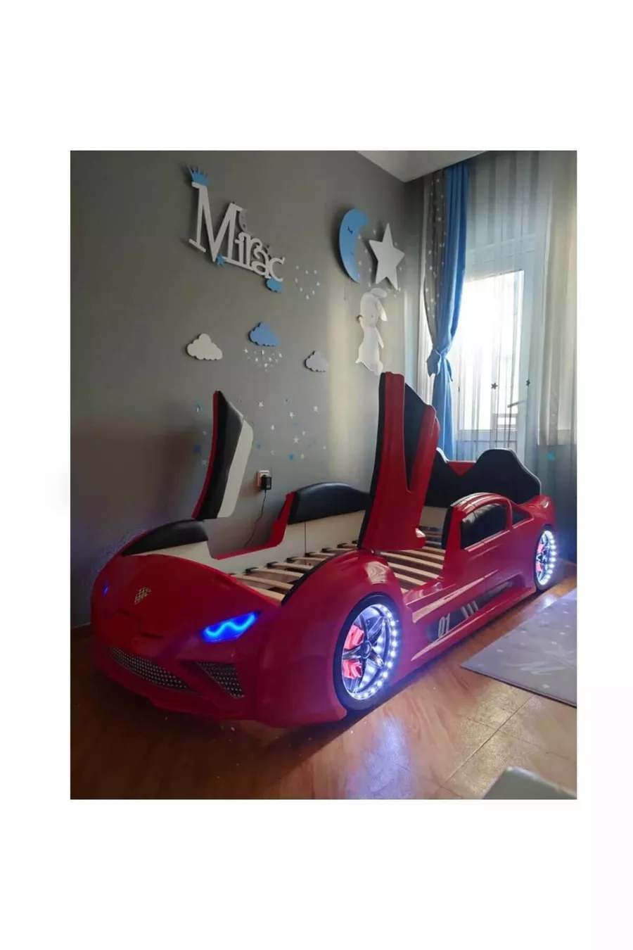 Supercarbeds - Lamborghını - Arabalı Yatak Araba Yatak - Extreme - Kapıları Yukarı Açılır - Kırmızı